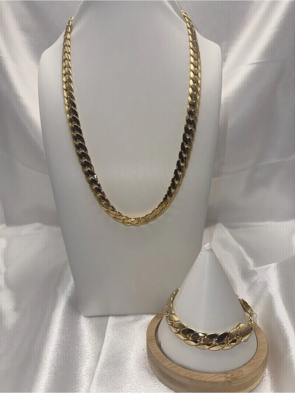 24 Inch 18K Gold Dipped Cuban Necklace and Matching Bracelet Set
